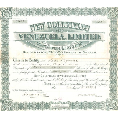 New Goldfields of Venezuela Ltd (CN Act 5£)