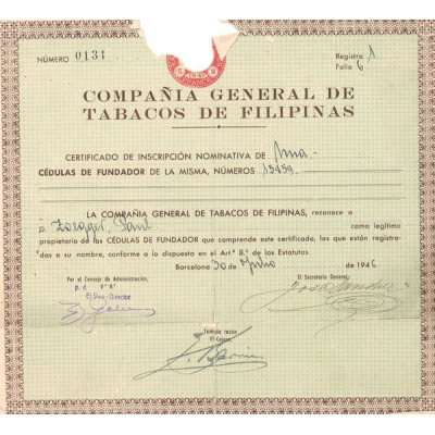 Compania General de Tabacos de Filipinas (Certif Nomin)