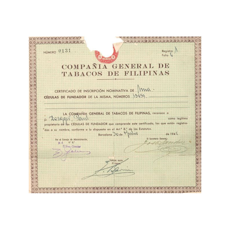 Compania General de Tabacos de Filipinas (Certif Nomin)