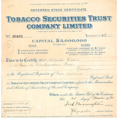 Tobacco Securities Trust Cy Ltd (CN Act 1£)