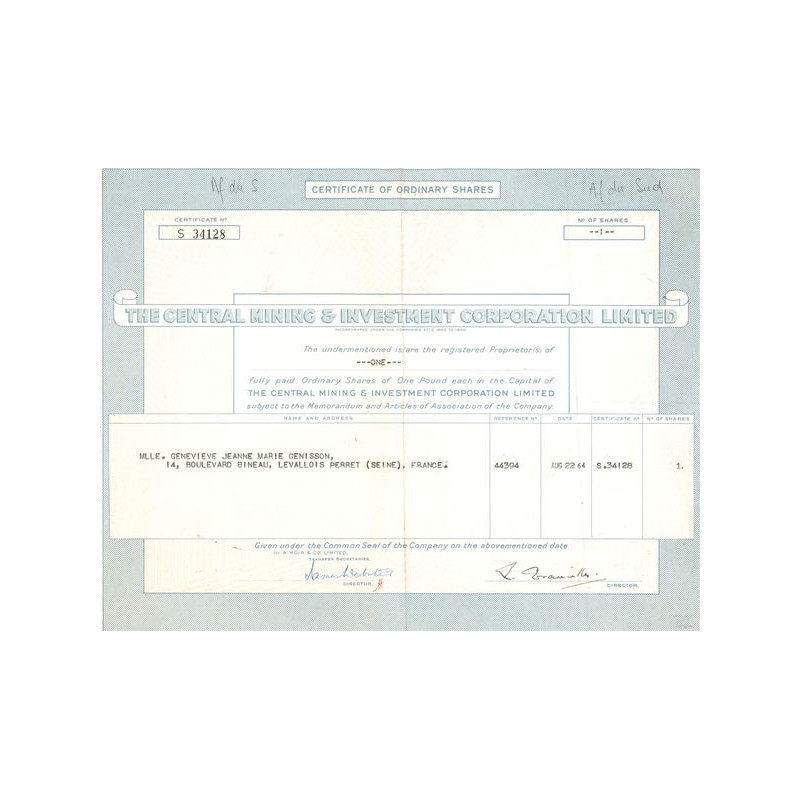 The Central Mining & Investment Corportation Ltd (CN Act 1£)