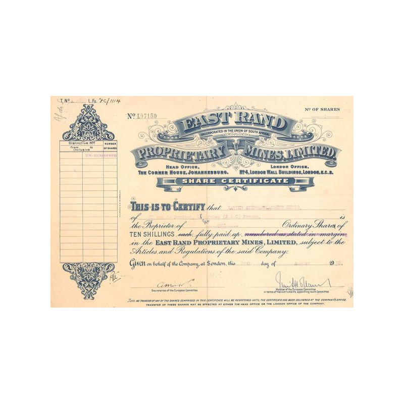East Rand Proprietary Mines Ltd (CN Act 10£)
