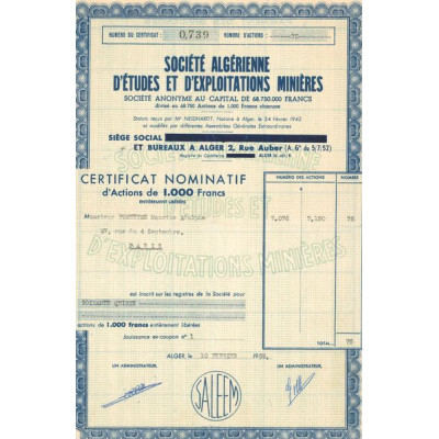 Sté Algérienne d'Etudes et d'Exploitations Minières (CN Act 1000F)