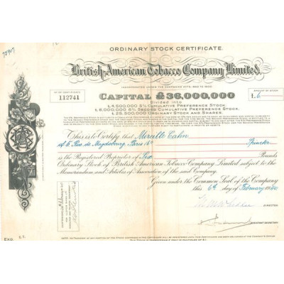 British American Tobacco Cy Ltd (CN Act 6£) 1940