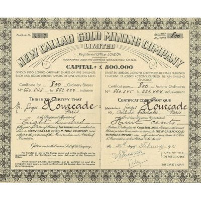 New Callao Gold Mining Cy Ltd (CN Act 5£)