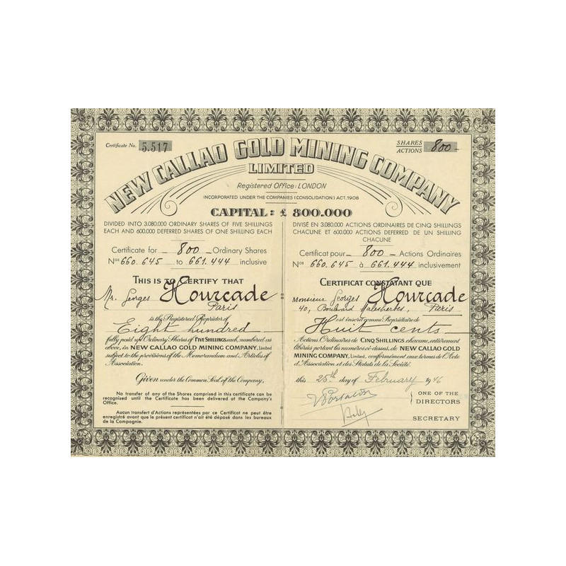 New Callao Gold Mining Cy Ltd (CN Act 5£)