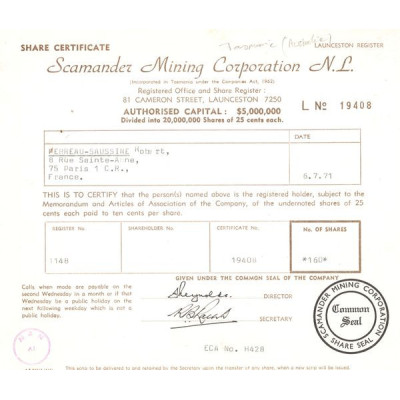 Scamander Mining Corporation N.L (CN Act 25c)