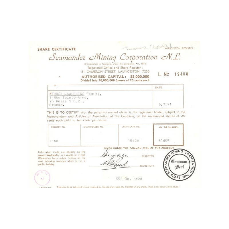 Scamander Mining Corporation N.L (CN Act 25c)