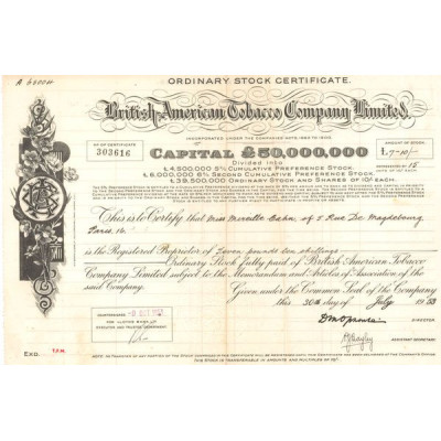 British American Tobacco Cy Ltd (CN Act 7.1£) 1953