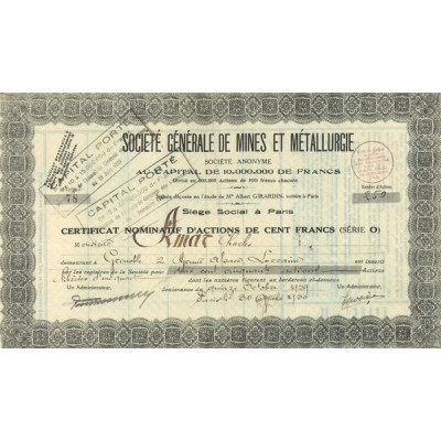 Sté Gale de Mines et Métallurgie (CN Act O 100F)