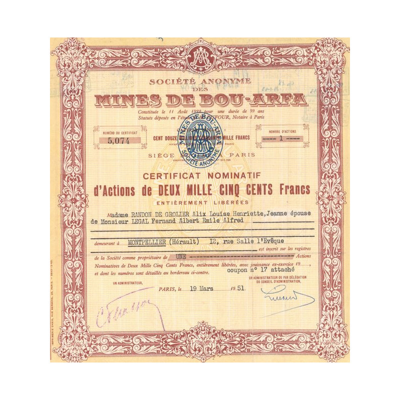 S.A des Mines de Bou-Arfa (CN Act 2500F)