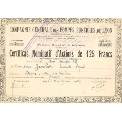 Sté Gale des Pompes Funèbres de Lyon (CN Act 125F)