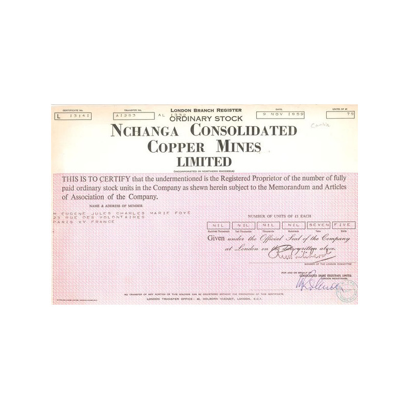 Nchanga Consolidated Copper Mines Ltd (CN Act 1£) Rose