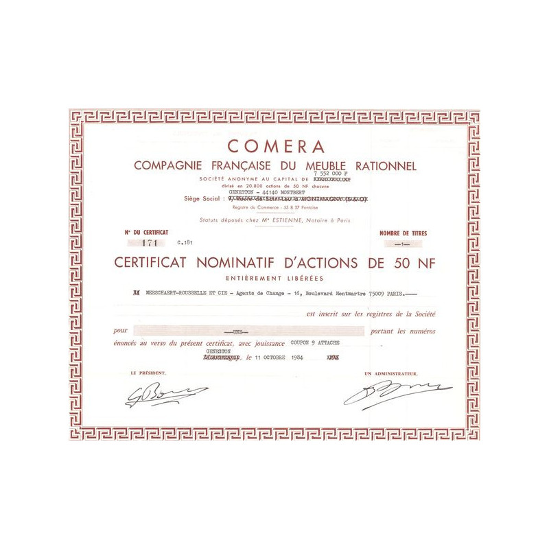 COMERA Cie Française du Meuble Rationnel (CN Act 50NF)