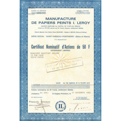 Manufacture de Papiers Peints I. Leroy (CN Act 50F)