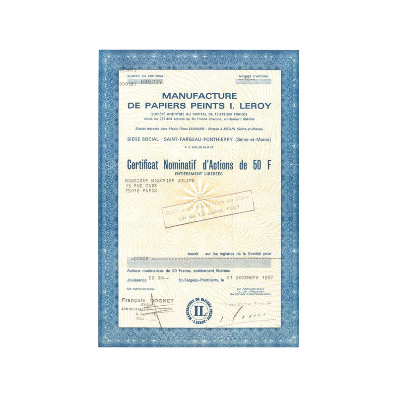 Manufacture de Papiers Peints I. Leroy (CN Act 50F)