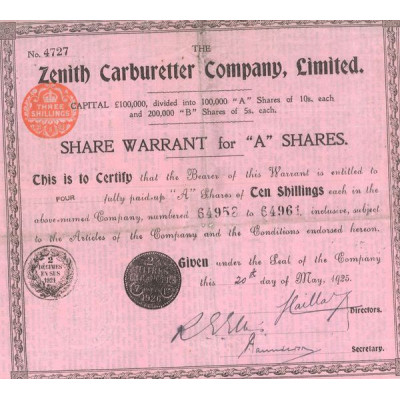 The Zenith Carburetter Cy Ltd (CN Act A 10£) Rose
