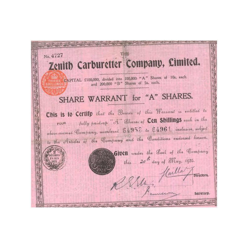 The Zenith Carburetter Cy Ltd (CN Act A 10£) Rose