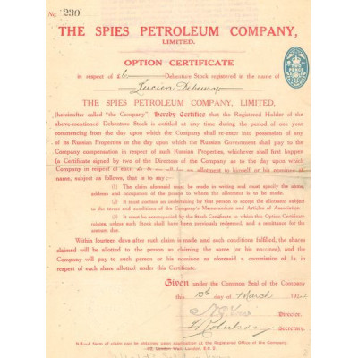 The Spies Petroleum Cy Ltd (CN Option)