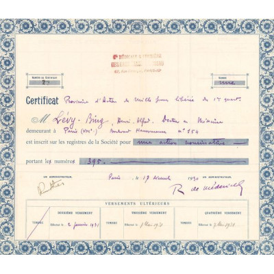 Cie Médicale et Fermière des Eaux Chaudes d'Ossau (Certif Nomin)