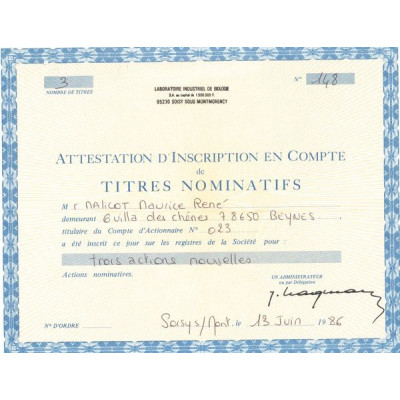 Laboratoire Industriel de Biologie (Certif Nomin)