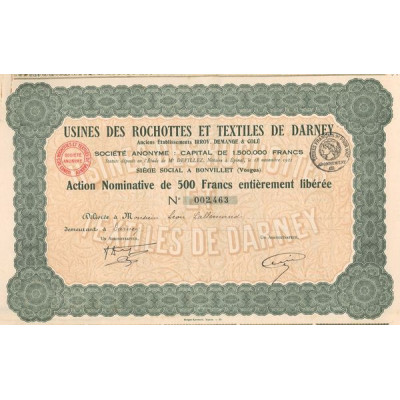 Usines des Rochottes et Textiles de Darney (Act Nomin 500 F)