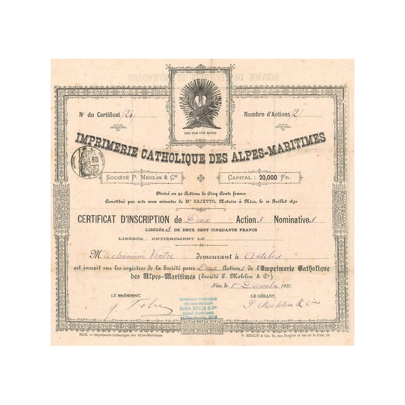 Imprimerie Catholique des Alpes Maritimes (Certif d'Inscription 02 Act 250 F)