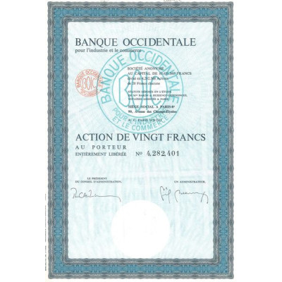 Banque Occidentale pour l'Industrie du Commerce (Act 20 F)