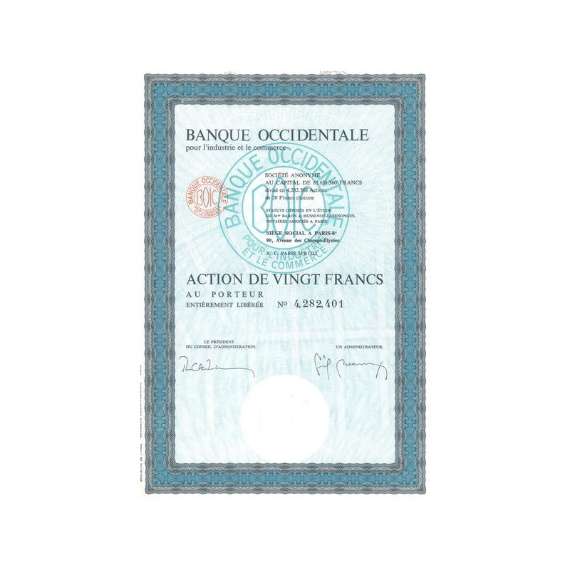 Banque Occidentale pour l'Industrie du Commerce (Act 20 F)