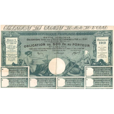 République Française - Dette publique 4% (Rente Obl 500 F)
