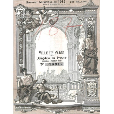Emprunt Municipal de 1912 - Ville de Paris (Obl 300 F)