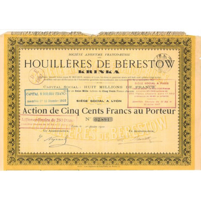 S.A. Franco-Russe des Houilères de Bérestow Krinka (Act 500 F)