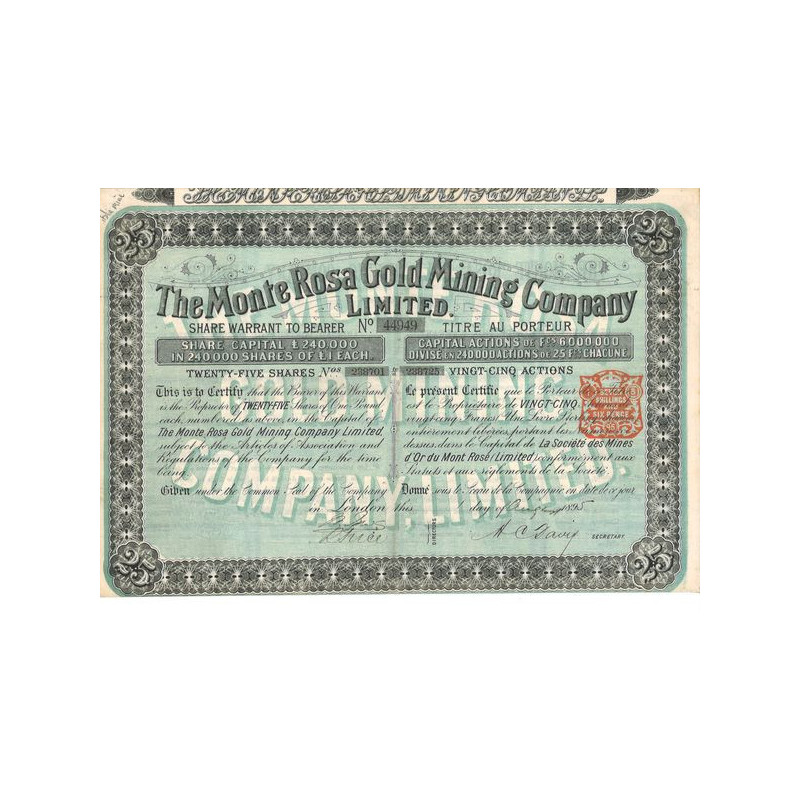 The Monte Rosa Gold Mining Cy Ltd (Titre 25 Act 25 F)