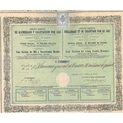 Cie Madrilène d'Eclairage et de Chauffage par le Gaz (Act 500 F)