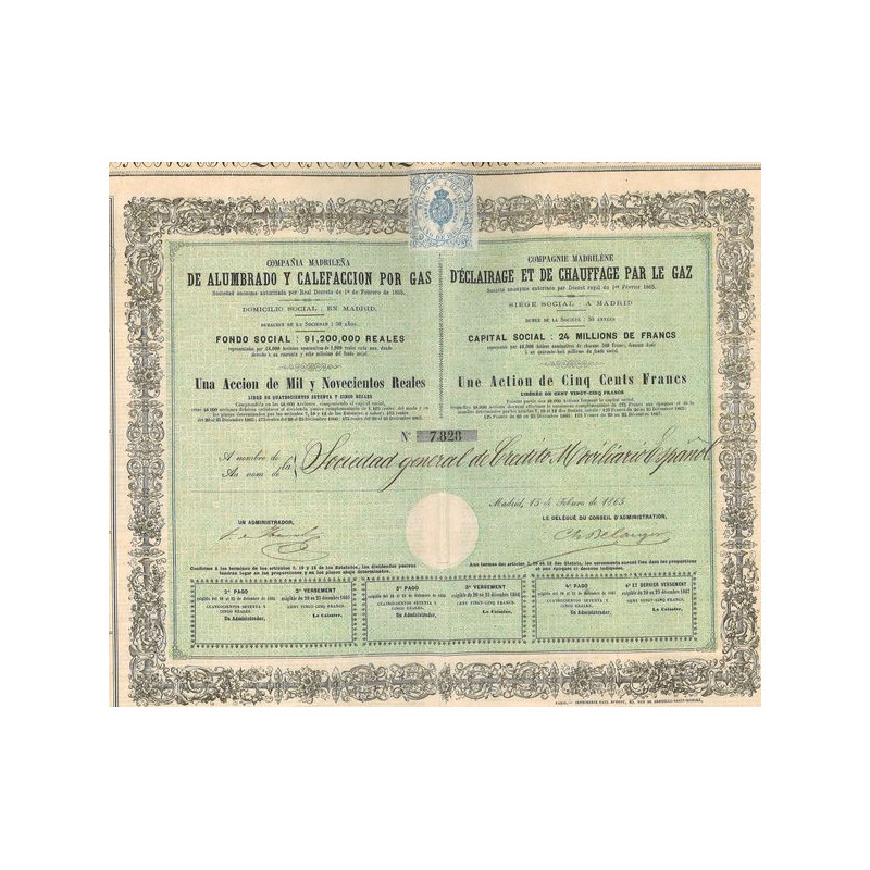 Cie Madrilène d'Eclairage et de Chauffage par le Gaz (Act 500 F)