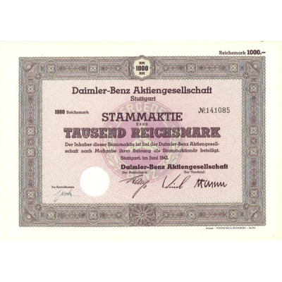 Daimler-Benz Aktiengesellschaft Stuttgart (Act 1000 Rks)