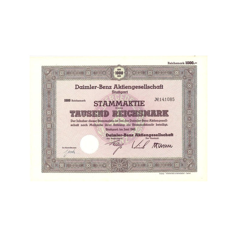 Daimler-Benz Aktiengesellschaft Stuttgart (Act 1000 Rks)