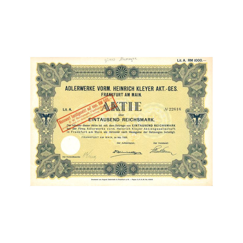 Adlerwerke Vorm Heinrich Kleyer Akt -Ges (Act 500 Rm)