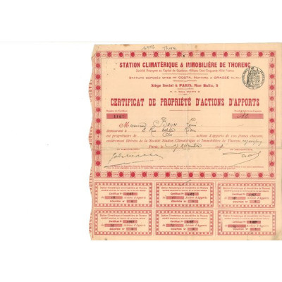 Station Climatérique d'Altitude de Thorenc (Certif Propriété d'Act 100 F)