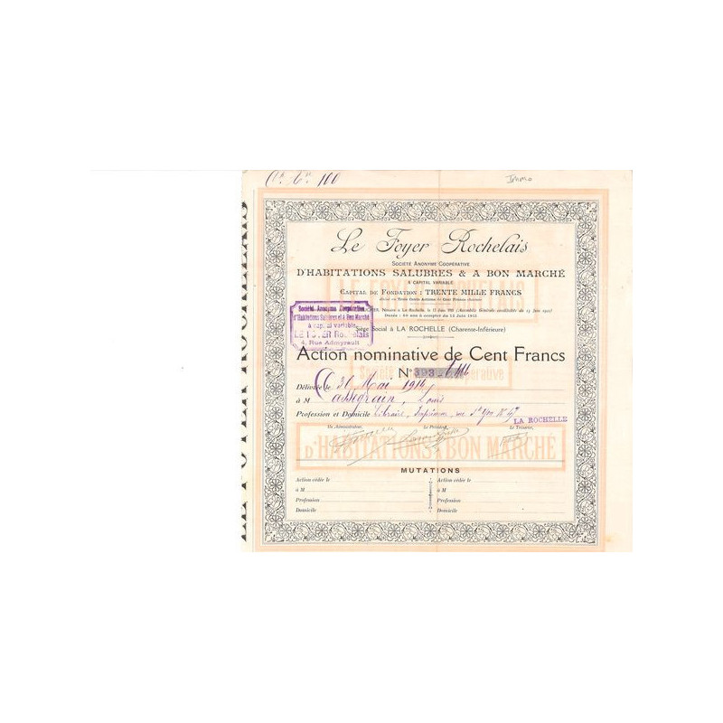 Le Foyer Rochelais S.A. d'Habitations Salubres & a Bon Marché (Act 100 F)