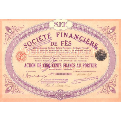 Sté Financière de Fès (Act 5000 F)