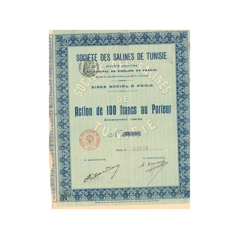 Sté des Salines de Tunisie (Act 100 F)