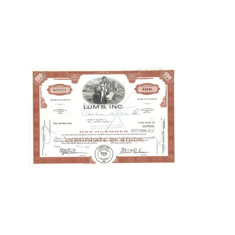 Lum's Inc (Titre 100 Act)