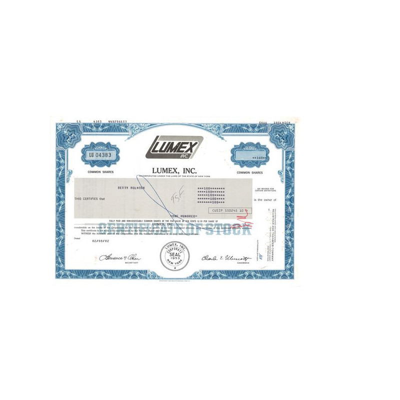 Lumex Inc (Titre 100 Act)