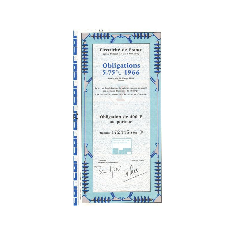 Electricité de France - Obligations 5.75 % 1966 (Obl 400 F)