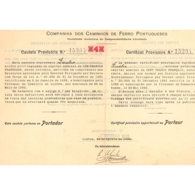 Companhia dos Camihos de Ferro Portugueses (Certif Provisoire)