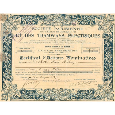 Sté Parisienne pour l'Industrie des Chemins de Fer et des Tramways Electriques (Cn)