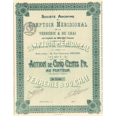 S.A. du Comptoir Méridional de la Verrerie & du Chai (Act 500 F)