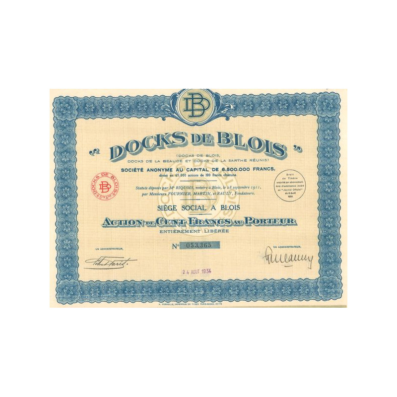 "Docks de Blois" S.A. (Act 100 F)