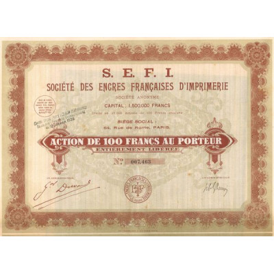 S.E.F.I. Sté des Encres Françaises d'Imprimerie (Act 100 F)